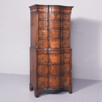 George II Style Burr Walnut Chest on Chest