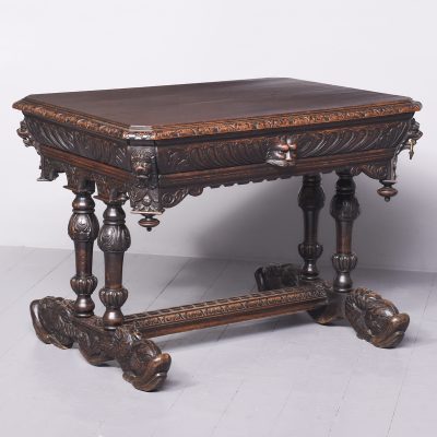 A Dutch Carved Oak Dolphin Table