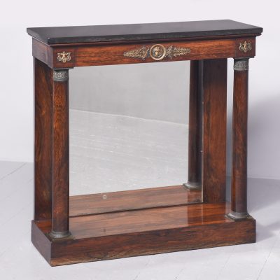 French Empire Rosewood & Marble Console Table