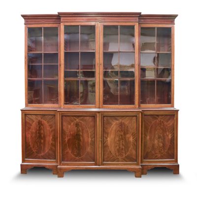 George III Four Door Break Front Cabinet Bookcase