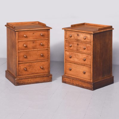 Pair of Mid-Victorian Small Oak Chest of Drawers/Bedside Lockers