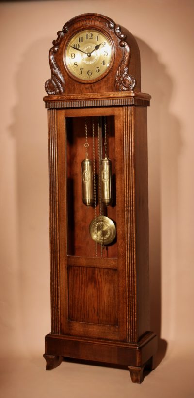 Art Nouveau / Art Deco German Oak Longcase Clock Black Forest Circa 1925