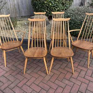 Mid Century Set of 6 Ercol Goldsmith Dining Chairs beech Antique Chairs