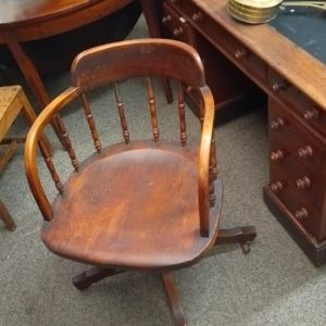 Antique Edwardian Oak Revolving Office Desk Armchair Antique Chairs Antique Chairs