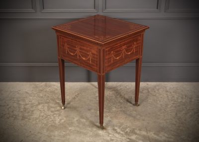 Mahogany Marquetry Inlaid Surprise Drinks Table By Maple & Co.