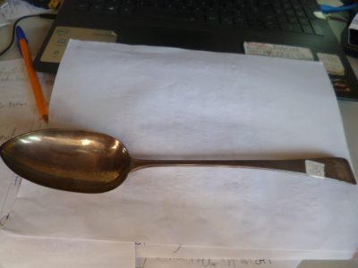 SILVER GEORGIAN BASTING SPOON  1809 WILL EATON  29 CM  120 GRAMS