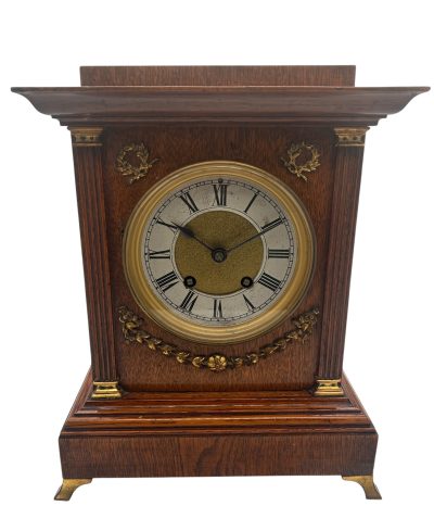 Fine 8-Day Lenzkirch Oak Case Architectural Mantel Clock -  ca1900