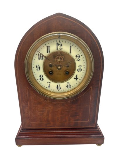 Incredible 8 day French Flame Mahogany mantel clock – ca1900