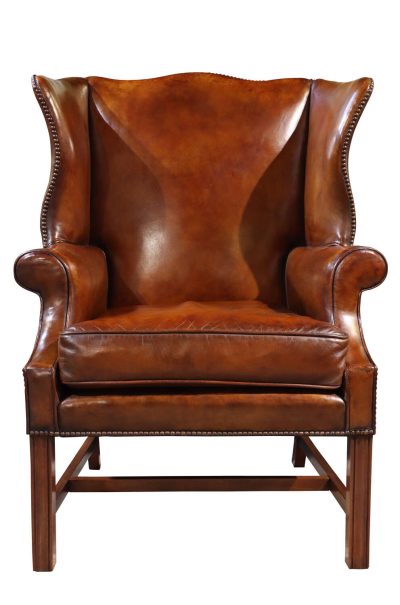 Mahogany Leather Wing Chair