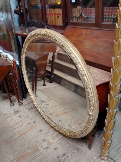 Large Antique Oval Gilt Wall Mirror