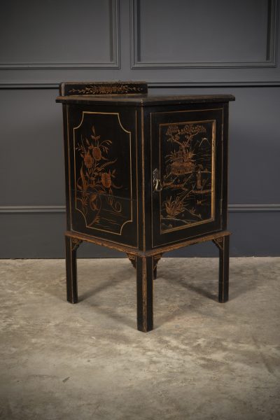 Black Chinoiserie Bedside Cabinet