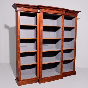 Early Victorian Breakfront Mahogany Open Bookcase Antique Bookcases
