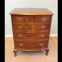 Antique Bow Front small Walnut Chest Drawers