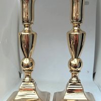 Pair Georgian Brass Candlesticks 30a