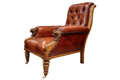 19thc Leather Club Arm Chair - Image 2