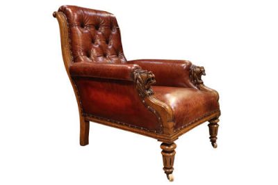 19thc Leather Club Arm Chair - Image 3