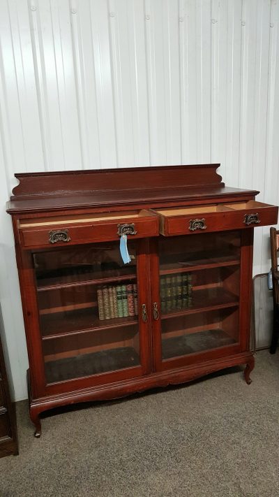 Antique Edwardian Pine Cabinet Bookcase - Image 4