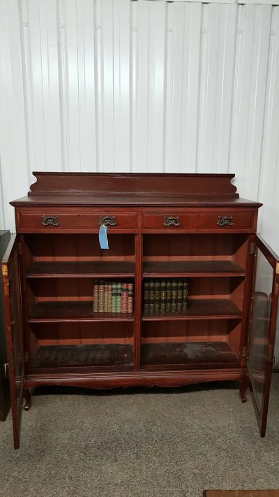 Antique Edwardian Pine Cabinet Bookcase - Image 3