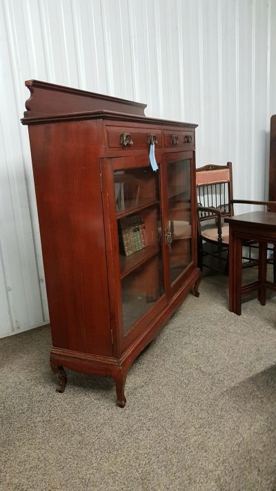 Antique Edwardian Pine Cabinet Bookcase - Image 2