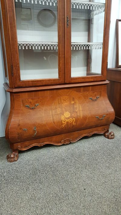 Vintage Dutch Style Walnut Display Cabinet - Image 7