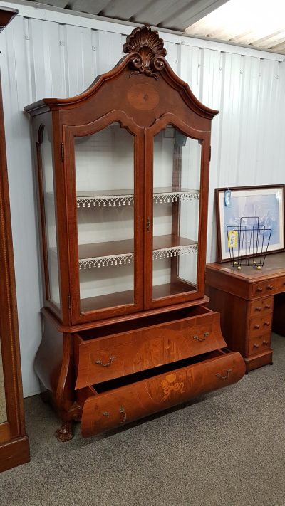 Vintage Dutch Style Walnut Display Cabinet - Image 4