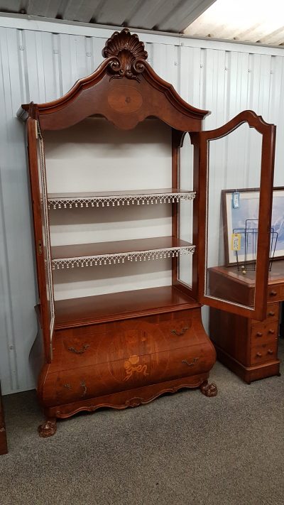 Vintage Dutch Style Walnut Display Cabinet - Image 5