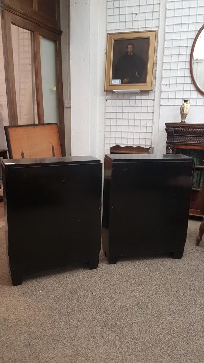 Good Antique Small Pair of Art Deco Ebonised Bookcases - Image 5