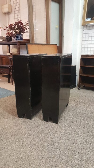 Good Antique Small Pair of Art Deco Ebonised Bookcases - Image 6