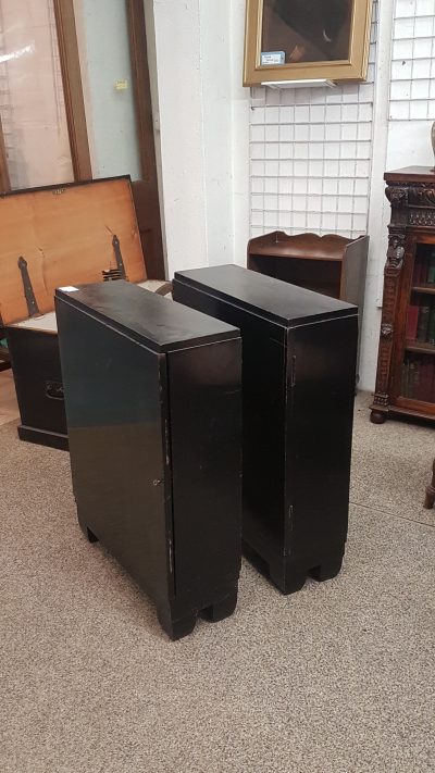 Good Antique Small Pair of Art Deco Ebonised Bookcases - Image 2