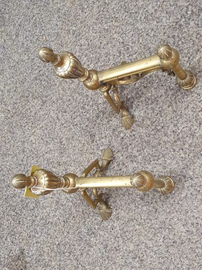 Antique Victorian Pair of Brrass Fire Dogs - Image 6