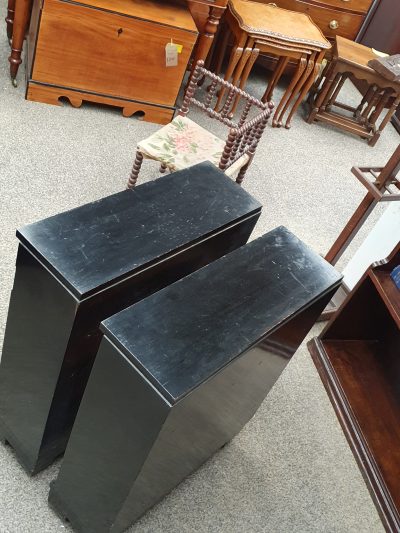 Good Antique Small Pair of Art Deco Ebonised Bookcases - Image 8