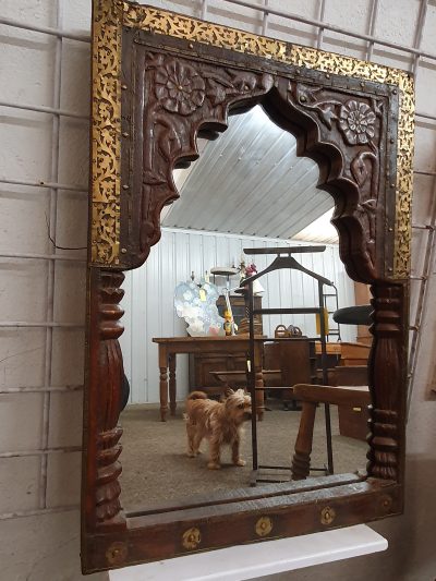 Small Antique Indian Wall Hanging Mirror - Image 3