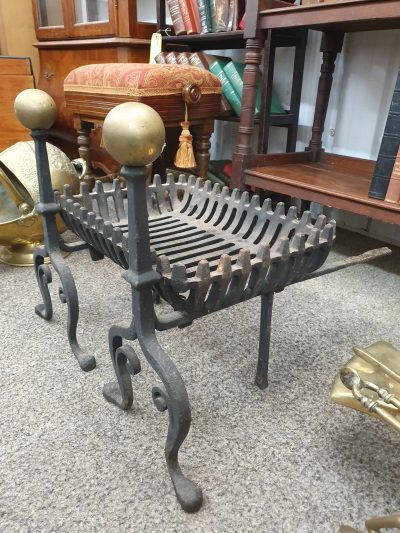 Small Antique Fire Grate & Fire Dogs - Image 2