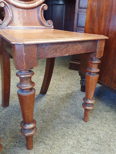 Antique Victorian Pair of Hall Chairs - Image 4