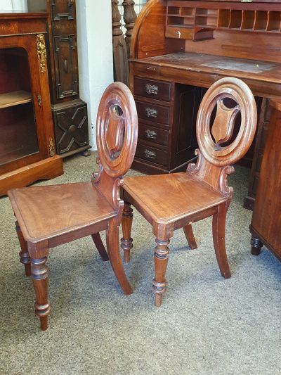 Antique Victorian Pair of Hall Chairs - Image 2