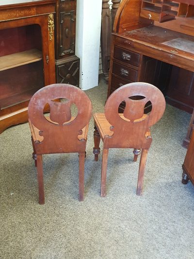 Antique Victorian Pair of Hall Chairs - Image 7