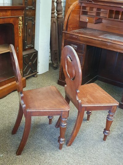 Antique Victorian Pair of Hall Chairs - Image 8