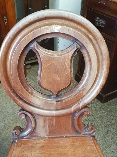 Antique Victorian Pair of Hall Chairs - Image 9