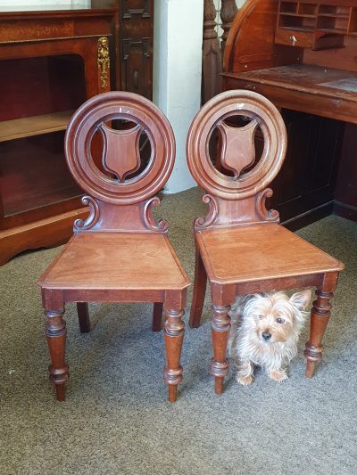 Antique Victorian Pair of Hall Chairs - Image 10