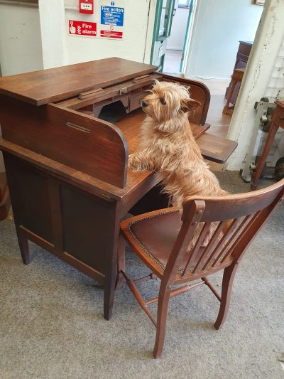 Edwardian Oak Roll Top Desk - Image 9