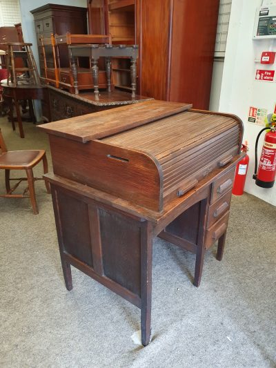 Edwardian Oak Roll Top Desk - Image 2