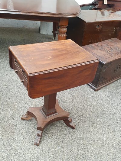 Small Antique Pedestal Table - Image 7