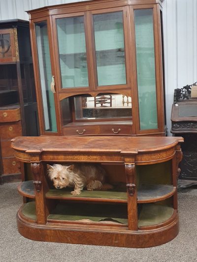 Antique Victorian Walnut Open Front Credenza - Image 4