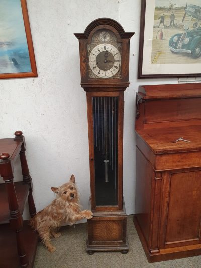 Good Antique 1920's Oak Chiming Grandmother Clock - Image 6