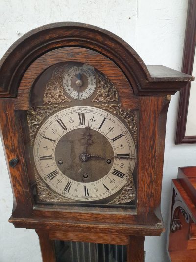 Good Antique 1920's Oak Chiming Grandmother Clock - Image 3