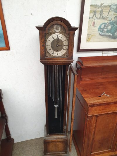 Good Antique 1920's Oak Chiming Grandmother Clock - Image 2