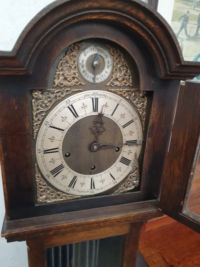 Good Antique 1920's Oak Chiming Grandmother Clock - Image 11