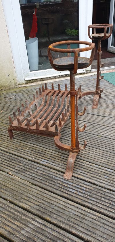 Large Antique Fire Grate & Fire Dogs - Image 2