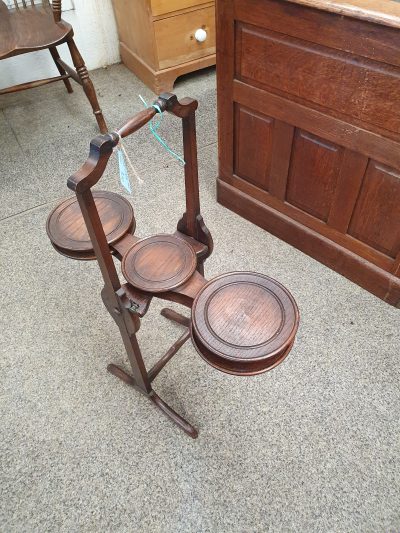 Antique Edwardian Oak Cake Stand - Image 3