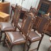 Antique Edwardian Oak Set of 4 Kitchen Dining Chairs - Image 6